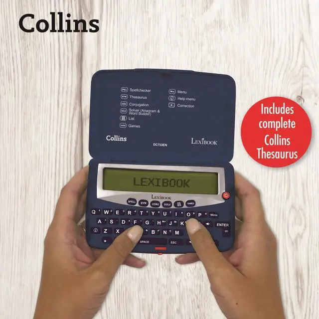 Alt view image 7 of 7 - LEXiBOOK - Collins Electronic Pocket Spellchecker with Battery, Blue/White, DC753EN