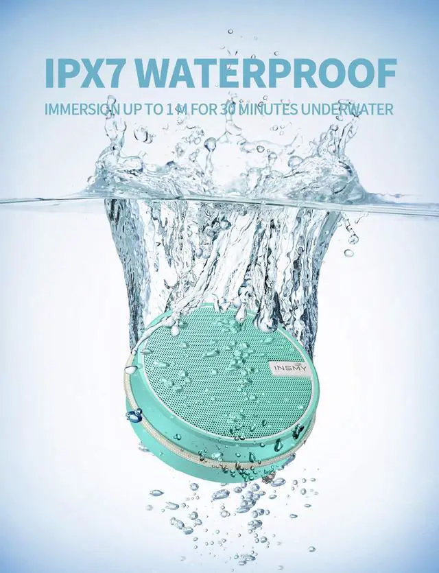 Alt view image 2 of 7 - INSMY C12 IPX7 Waterproof Shower Bluetooth Speaker, Portable Small Speaker, Speakers Bluetooth Wireless Loud Clear Sound Support TF Card Suction Cup for Outdoor Kayak Canoe Beach Gift (Mint)