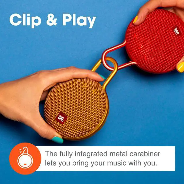Alt view image 3 of 6 - JBL Clip 3, Fiesta Red - Waterproof, Durable & Portable Bluetooth Speaker - Up to 10 Hours of Play - Includes Noise-Cancelling Speakerphone & Wireless Streaming