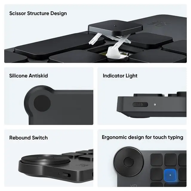 Alt view image 5 of 7 - XPPen Mini Keydial ACK05 Wireless Shortcut Keyboard Bluetooth Programmable Express Remote Control with Dial & Customized Express Keys for Drawing Tablet PC MacBook Windows Images Video Editing