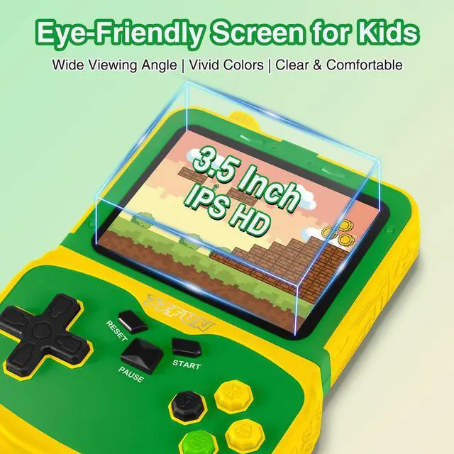 Alt view image 3 of 7 - Kids Handheld Video Game Player, 220 Preloaded Classic Games, Portable Plug & Play Retro Game Console with 3.5'' Screen & Rechargeable Battery, No Ads, Mute Function for Travel-Green