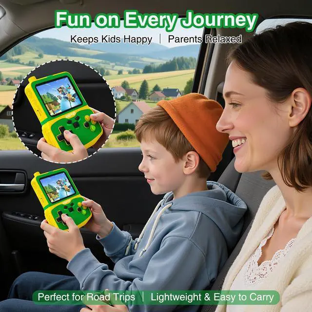 Alt view image 4 of 7 - Kids Handheld Video Game Player, 220 Preloaded Classic Games, Portable Plug & Play Retro Game Console with 3.5'' Screen & Rechargeable Battery, No Ads, Mute Function for Travel-Green