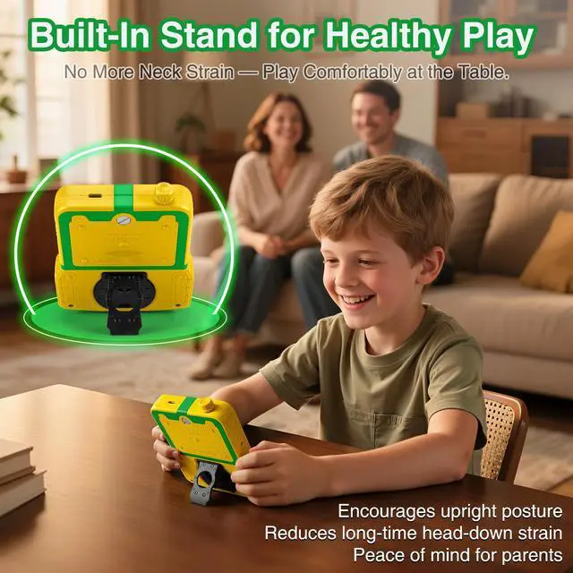 Alt view image 5 of 7 - Kids Handheld Video Game Player, 220 Preloaded Classic Games, Portable Plug & Play Retro Game Console with 3.5'' Screen & Rechargeable Battery, No Ads, Mute Function for Travel-Green