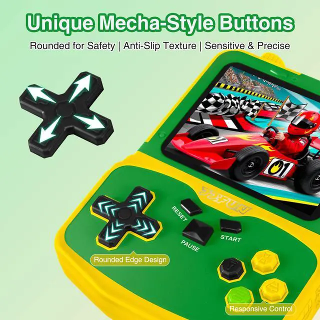 Alt view image 6 of 7 - Kids Handheld Video Game Player, 220 Preloaded Classic Games, Portable Plug & Play Retro Game Console with 3.5'' Screen & Rechargeable Battery, No Ads, Mute Function for Travel-Green