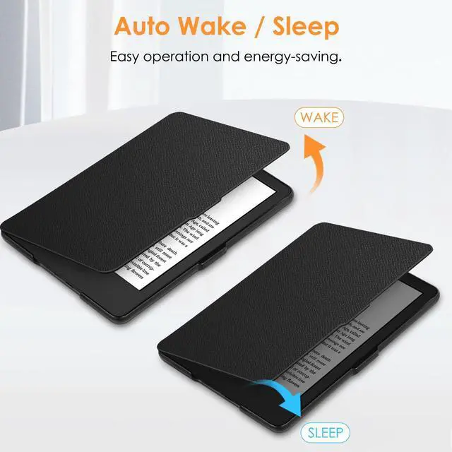 Alt view image 3 of 7 - Fintie Slimshell Case for 6" All-New Kindle (11th Generation-2024/2022 Release) - Lightweight Shell PU Leather Cover with Auto Sleep/Wake for Kindle 11th Generation 2024/2022 e-Reader, Black