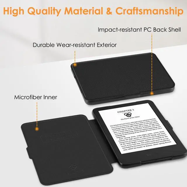 Alt view image 6 of 7 - Fintie Slimshell Case for 6" All-New Kindle (11th Generation-2024/2022 Release) - Lightweight Shell PU Leather Cover with Auto Sleep/Wake for Kindle 11th Generation 2024/2022 e-Reader, Black