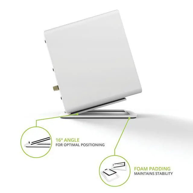 Alt view image 3 of 7 - Kanto S2 Tilted Desktop Speaker Stands for Small Speakers & Compact 2-3 Studio Monitors | Supports 6 lbs | Damping Foam Padding | White, Pair