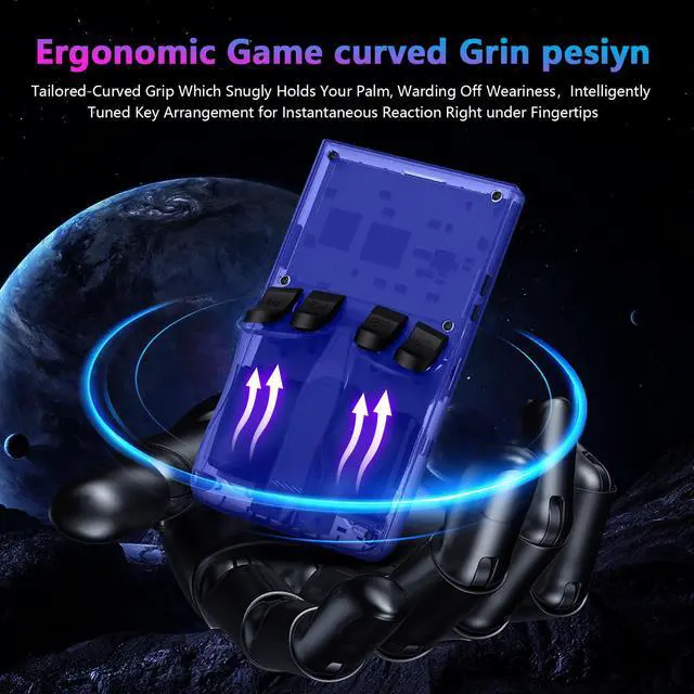 Alt view image 5 of 7 - R36MAX Retro Handheld Game Console, 4.0 Inch 720x720 IPS Screen, 64GB Built-in 18,000+ Classic Game, Portable Hand Held Open Source Linux System, 4000mAh Battery Retro Gaming Console(Blue 64GB)