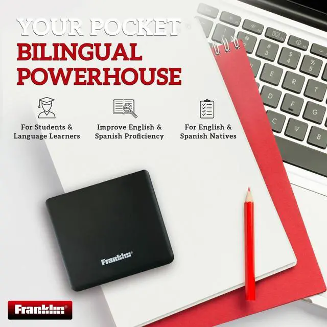 Alt view image 3 of 6 - Franklin DBE-1200 Bilingual Electronic Dictionary English-Spanish, Spanish English Digital Dictionary, Translator, Phrasebook, Spell Checker, Portable Device with LCD Screen