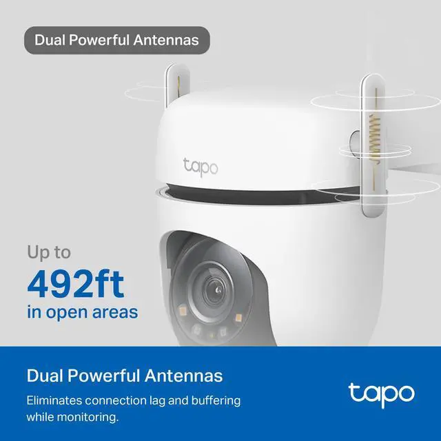 Alt view image 7 of 7 - TP-Link Tapo 2K QHD Outdoor Pan/Tilt Wi-Fi Security Camera, 360° View, Motion Tracking, Color Night Vision, Free Person/Vehicle/Motion Detection, Cloud & SD Card Storage, 24/7 Recording, Tapo C520WS