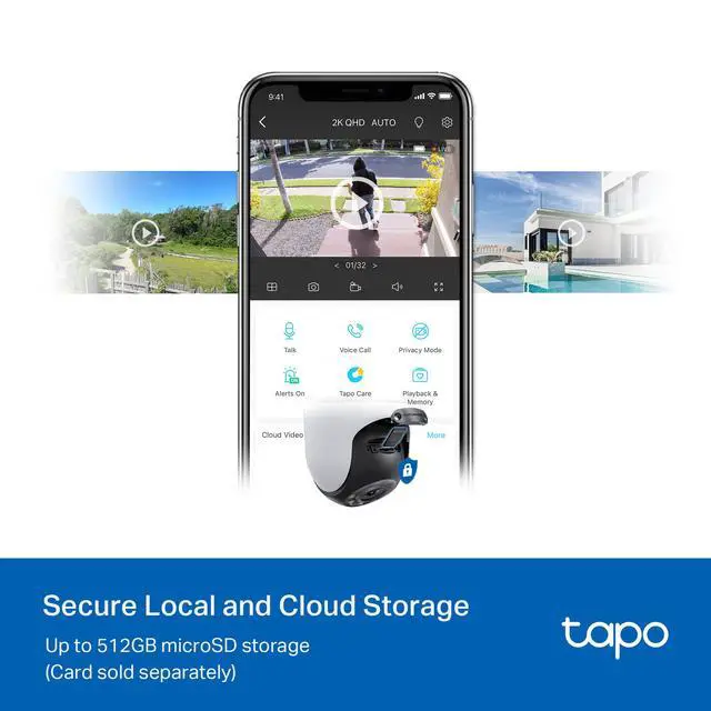 Alt view image 2 of 7 - TP-Link Tapo 2K QHD Outdoor Pan/Tilt Wi-Fi Security Camera, 360° View, Motion Tracking, Color Night Vision, Free Person/Vehicle/Motion Detection, Cloud & SD Card Storage, 24/7 Recording, Tapo C520WS