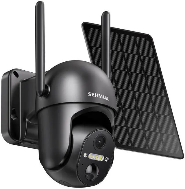 Main image of SEHMUA Solar Security Cameras Wireless Outdoor, 2K 360° View Battery Powered Outdoor Camera, WiFi Home Security with Spotlight Color Night Vision, PIR Sensor