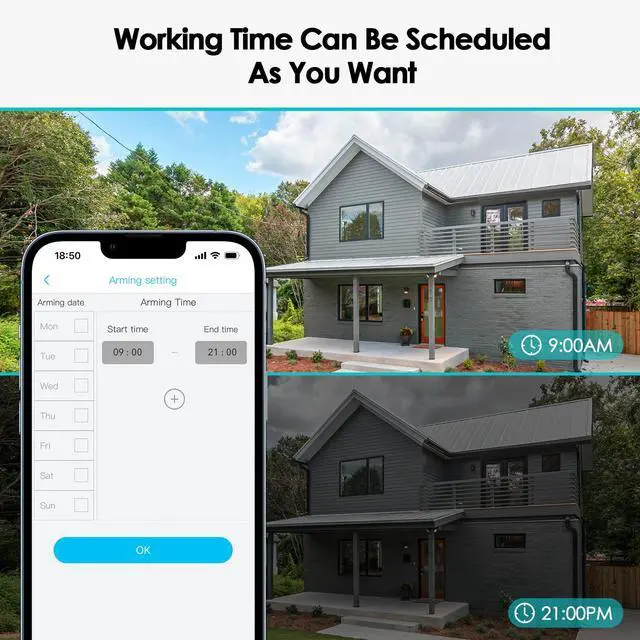 Alt view image 7 of 7 - SEHMUA Solar Security Cameras Wireless Outdoor, 2K 360° View Battery Powered Outdoor Camera, WiFi Home Security with Spotlight Color Night Vision, PIR Sensor