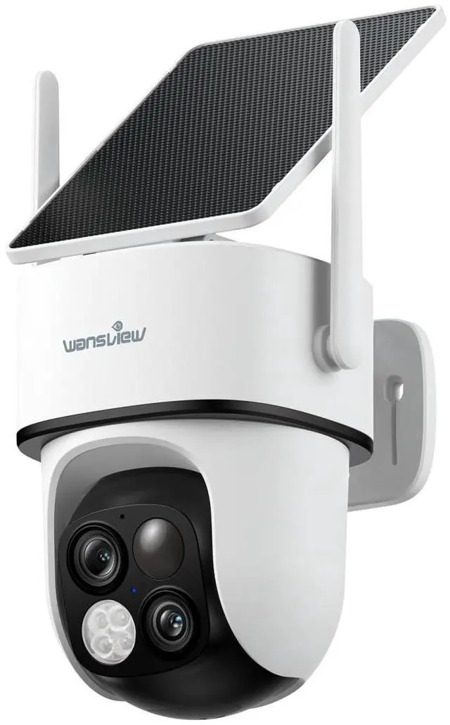 Main image of wansview Solar Camera Outdoor Wireless-2K 360°PTZ Cameras for Home Security with Dual Lens, Solar Panel/Battery Powered, PIR Detection, Color Night Vision, 2.4Ghz Wi-Fi Only, Works with Alexa, B7 1P W