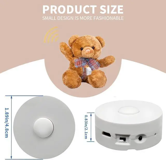 Alt view image 2 of 7 - XLW Voice Recorder, 195 Seconds Message Voice Recording, Record Custom Messages for Plush Toys, Stuffed Animals, Baby Dolls, Pillows, USB Rechargeable, Easy to Use