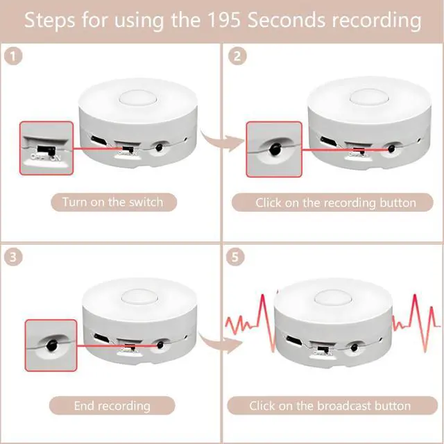 Alt view image 3 of 7 - XLW Voice Recorder, 195 Seconds Message Voice Recording, Record Custom Messages for Plush Toys, Stuffed Animals, Baby Dolls, Pillows, USB Rechargeable, Easy to Use