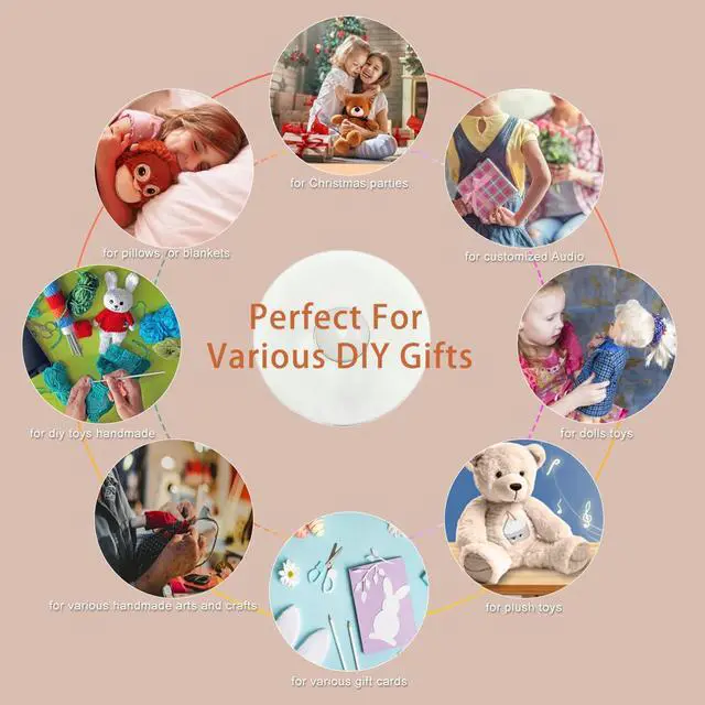 Alt view image 7 of 7 - XLW Voice Recorder, 195 Seconds Message Voice Recording, Record Custom Messages for Plush Toys, Stuffed Animals, Baby Dolls, Pillows, USB Rechargeable, Easy to Use