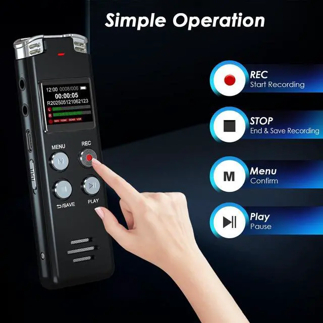 Alt view image 4 of 7 - 128GB Digital Voice Recorder Voice Activated Recorder with Playback - Upgraded Tape Recorder for Lectures, Meetings, Interviews, Audio Recorder USB Charge, MP3