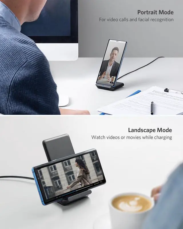 Alt view image 4 of 6 - Anker 313 Wireless Charger (Stand), Qi-Certified for iPhone 17/17/17 Pro/17 Pro Max/15/14/13, 10W Fast-Charging Galaxy S23 S22 S21(No AC Adapter)