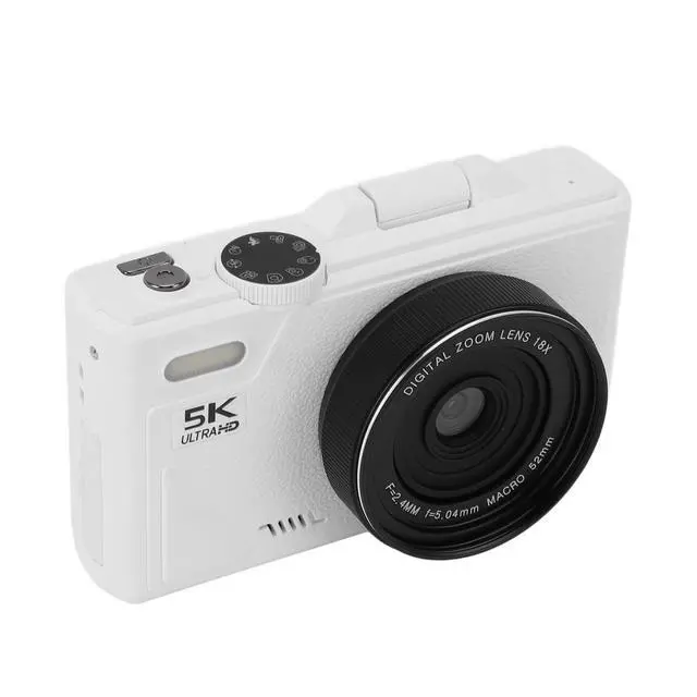 Alt view image 4 of 7 - 5K Digital Camera 75MP HD 18X Digital Zoom Autofocus Retro Mirrorless Camera with 3 Inch Screen, Small Digital Camera for Travel Photography, Support 128G Small Memory Card (White)