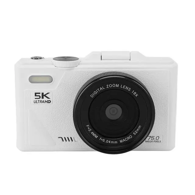 Alt view image 5 of 7 - 5K Digital Camera 75MP HD 18X Digital Zoom Autofocus Retro Mirrorless Camera with 3 Inch Screen, Small Digital Camera for Travel Photography, Support 128G Small Memory Card (White)