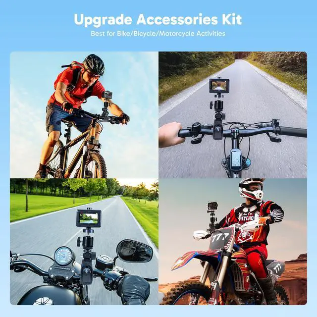 Alt view image 7 of 7 - AKASO Brave 4 Action Camera 4K 30fps with 64GB MicroSD U3 Card Bicycle Helmet Accessories Kit Bundle, 20MP Ultra HD 131FT Waterproof Underwater Camera EIS WiFi Remote Control 5X Zoom Sport Cameras