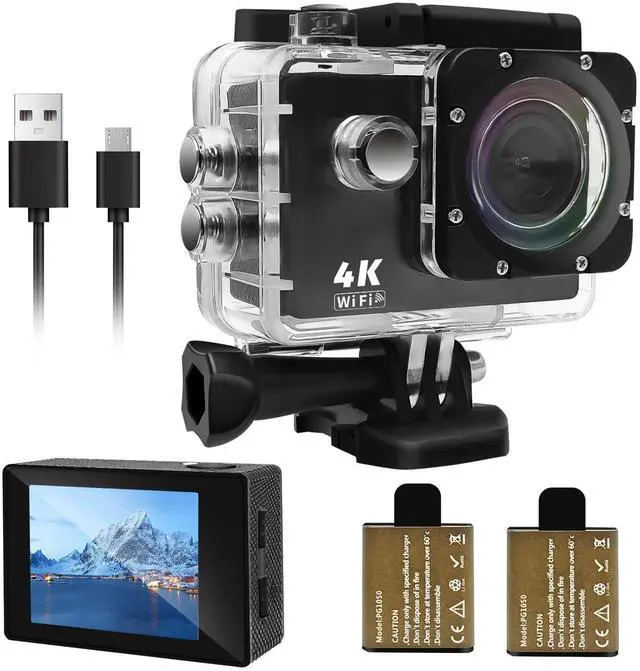 Main image of Cecosy Action Camera 4K 30FPS, Waterproof Camera 30M Underwater Ultra HD 131FT 170°Wide Angle Shooting, with 2 x 1050 mAh Batteries for Cycling, Ice Skating, Skiing, Fishing, Climbing