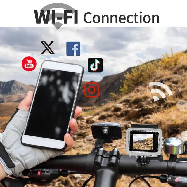 Alt view image 3 of 7 - Cecosy Action Camera 4K 30FPS, Waterproof Camera 30M Underwater Ultra HD 131FT 170°Wide Angle Shooting, with 2 x 1050 mAh Batteries for Cycling, Ice Skating, Skiing, Fishing, Climbing