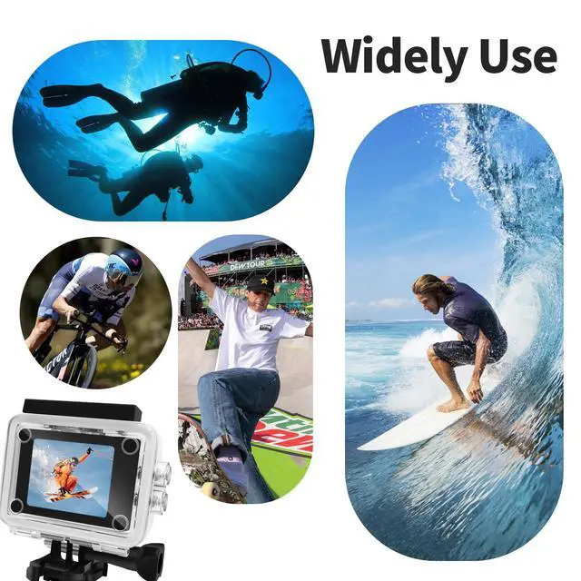 Alt view image 4 of 7 - Cecosy Action Camera 4K 30FPS, Waterproof Camera 30M Underwater Ultra HD 131FT 170°Wide Angle Shooting, with 2 x 1050 mAh Batteries for Cycling, Ice Skating, Skiing, Fishing, Climbing