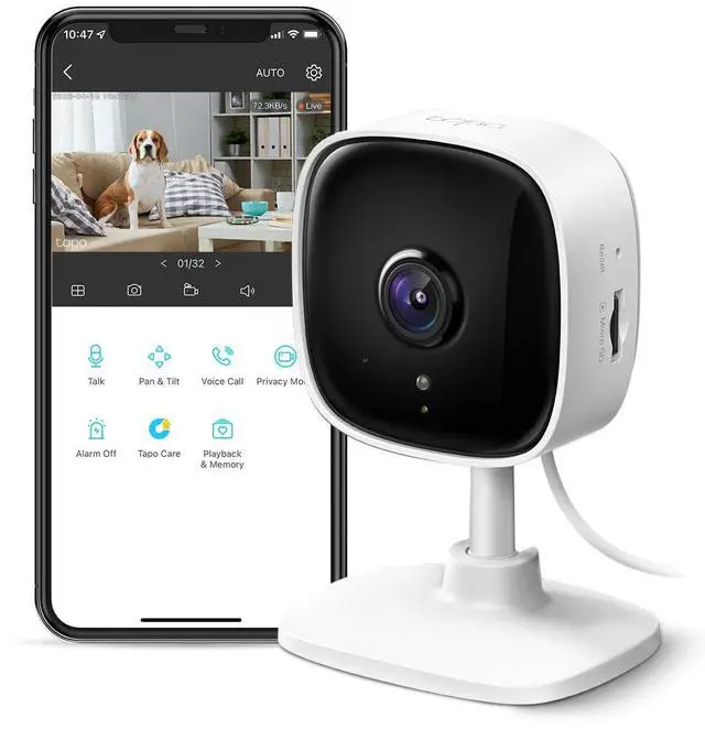 Main image of Tapo 1080P Indoor Security Camera for Baby Monitor, Dog Camera w/Motion Detection, 2-Way Audio Siren, Night Vision, Cloud & SD Card Storage, Works w/Alexa & Google Home (Tapo C100)