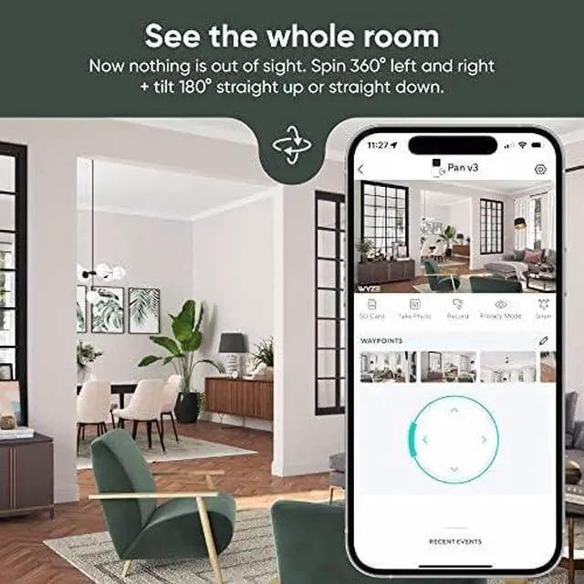 Alt view image 3 of 7 - WYZE Cam Pan v3 Indoor/Outdoor IP65 1080P 360° Pan/Tilt/Zoom WiFi Smart Home Security Camera, Motion Tracking for Baby/Pet, Color Night Vision, Works with Alexa&Google Assistant, Free Expert Setup