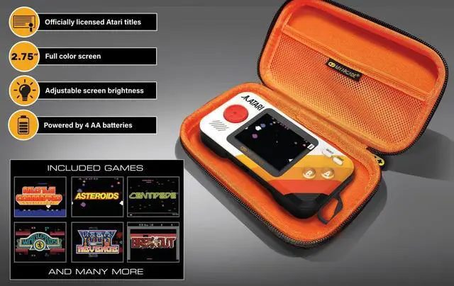 Alt view image 2 of 5 - My Arcade Atari Pocket Player Bundle: Portable Video Game Console with 100 Games, Travel Case and Screen Protector Included