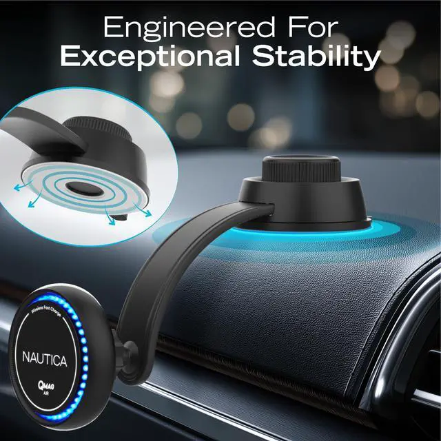 Alt view image 7 of 7 - Nautica Turan QMAG Air - Wireless Magnetic Car Charger 15W with Cooling Fan and Ambient Light, Includes 4ft USB C Cable, Universal Phone Mount for iPhone 17, 16, Galaxy S25, S24, Pixel 10 and More