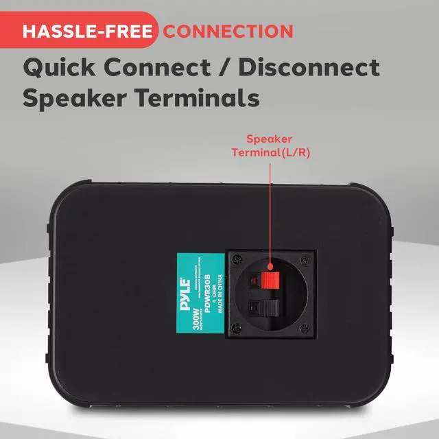 Alt view image 4 of 7 - Pyle - Outdoor Speaker System Wired (Pair), Marine Grade 2 Way 300W Peak Power, 3.5" Woofer and 1" Tweeter, Universal Mount For Wall or Ceiling, Use in Pool, Patio, Boat, Deck or Home Theater (Black)