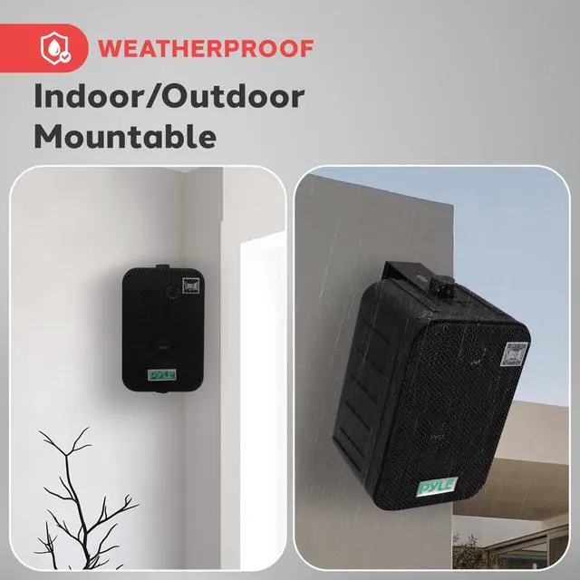 Alt view image 6 of 7 - Pyle - Outdoor Speaker System Wired (Pair), Marine Grade 2 Way 300W Peak Power, 3.5" Woofer and 1" Tweeter, Universal Mount For Wall or Ceiling, Use in Pool, Patio, Boat, Deck or Home Theater (Black)