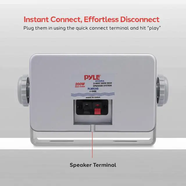 Alt view image 3 of 7 - Pyle 3-Way Waterproof Marine Box Speakers - 3.5" 200 Watt Dual Indoor Outdoor Speaker System - Weatherproof/Waterproof Outdoor Speaker - Home, Boat, Pool, Patio Indoor Outdoor Use PLMR24S (Silver)