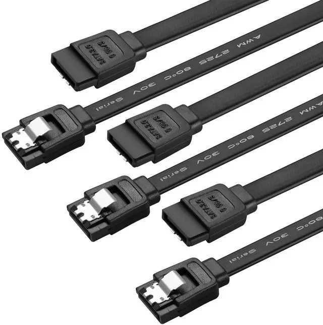 Main image of Menewstart SATA Cable V3.0 15 inches, 3 Pack, Black, Sata III 6Gbps Straight HDD SDD Data Cable, 7 Pins Locking Latch, Compatible for SATA HDD, SSD, CD Driver