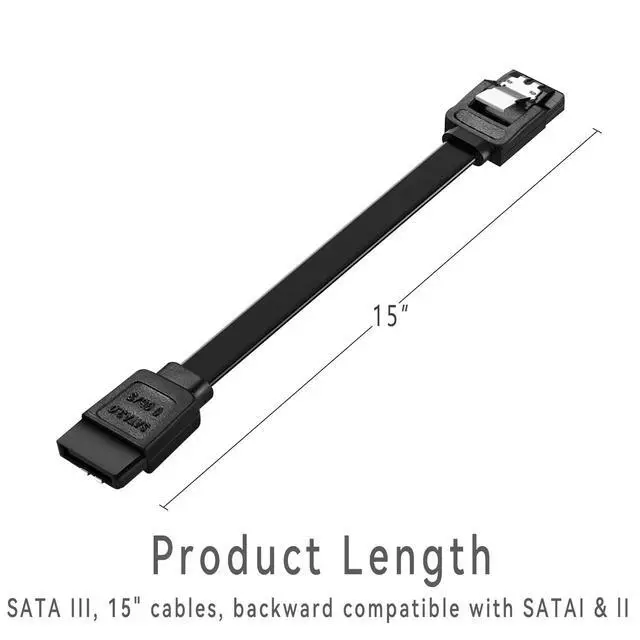 Alt view image 5 of 7 - Menewstart SATA Cable V3.0 15 inches, 3 Pack, Black, Sata III 6Gbps Straight HDD SDD Data Cable, 7 Pins Locking Latch, Compatible for SATA HDD, SSD, CD Driver