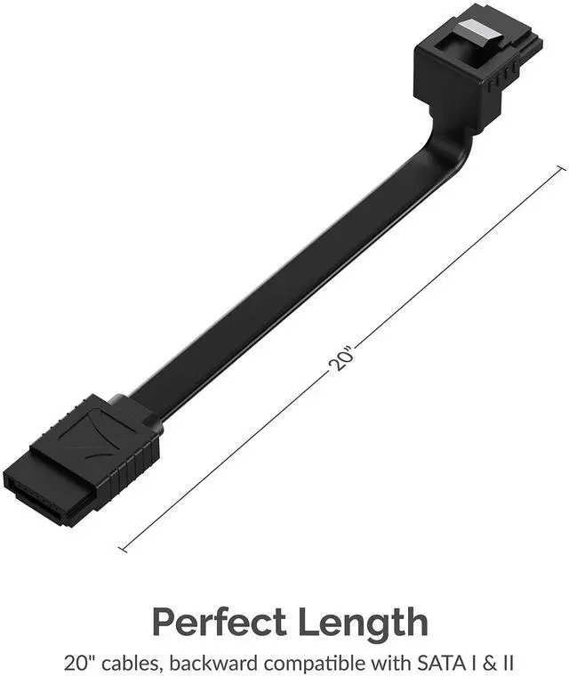 Alt view image 6 of 7 - SATA III (6 Gbit/s) Right Angle Data Cable with Locking Latch for HDD/SSD/CD and DVD Drives (3 Pack 20 Inch) in Black (CB-SRK3)
