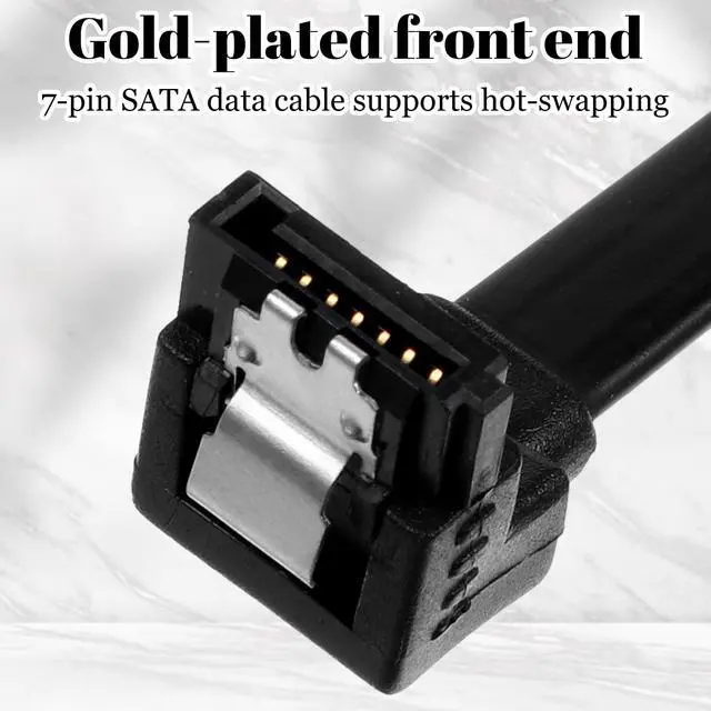 Alt view image 6 of 7 - Skrfren 2 Pack Sata III Cable, Sata Cable III Right Angle to Straight Short Black Satas Data Cables Satas CableIII 6gbps 90 Degree Right Angle with Locking Latch, SataCable 7pin for SSD HDD
