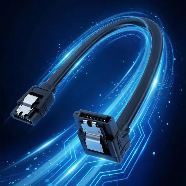 Alt view image 7 of 7 - Skrfren 2 Pack Sata III Cable, Sata Cable III Right Angle to Straight Short Black Satas Data Cables Satas CableIII 6gbps 90 Degree Right Angle with Locking Latch, SataCable 7pin for SSD HDD