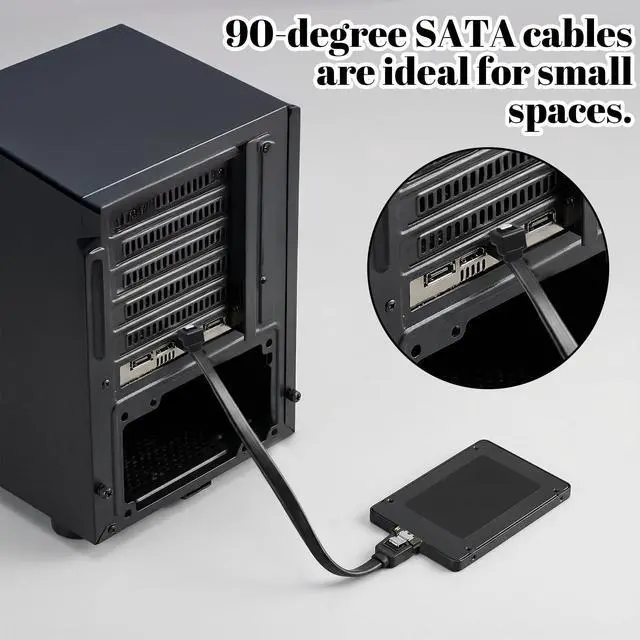 Alt view image 4 of 7 - Skrfren 2 Pack Sata III Cable, Sata Cable III Right Angle to Straight Short Black Satas Data Cables Satas CableIII 6gbps 90 Degree Right Angle with Locking Latch, SataCable 7pin for SSD HDD