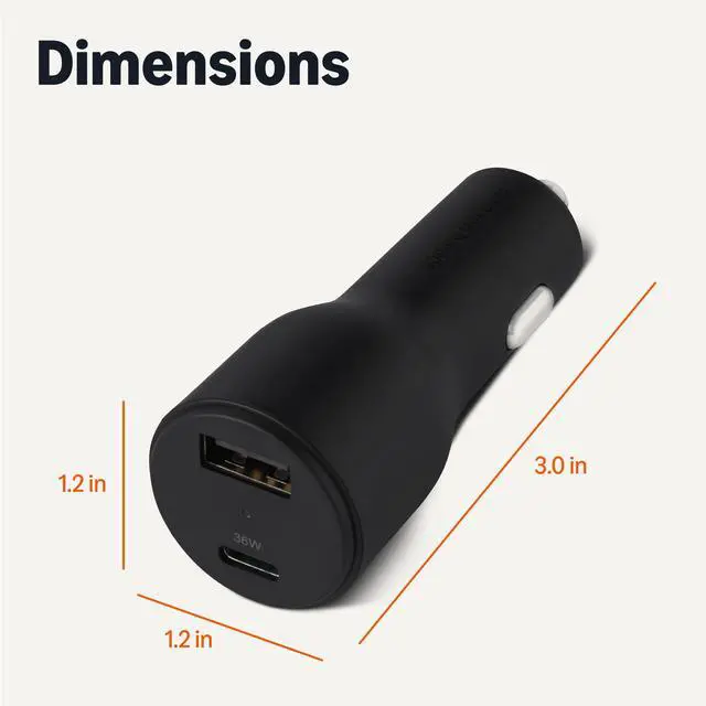 Alt view image 5 of 5 - Amazon Basics Fast-Charging Car Charger, Dual-Port, 1 USBC+1 USB-A, 48W, Black