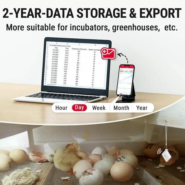 Alt view image 5 of 7 - ThermoPro Bluetooth Thermometer Hygrometer, 260FT Range Temperature Sensor Greenhouse Thermometer, Remote App Control Temperature and Humidity Monitor with 2-Year Data Logging Export (TP351)