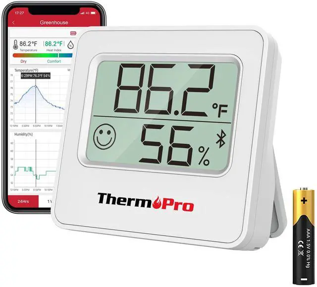 Main image of ThermoPro TP357 Digital Hygrometer Indoor Thermometer of 260FT, Bluetooth Thermometer Humidity Meter with Smart App, Room Thermometer Humidity Gauge with Temperature Humidity Sensor