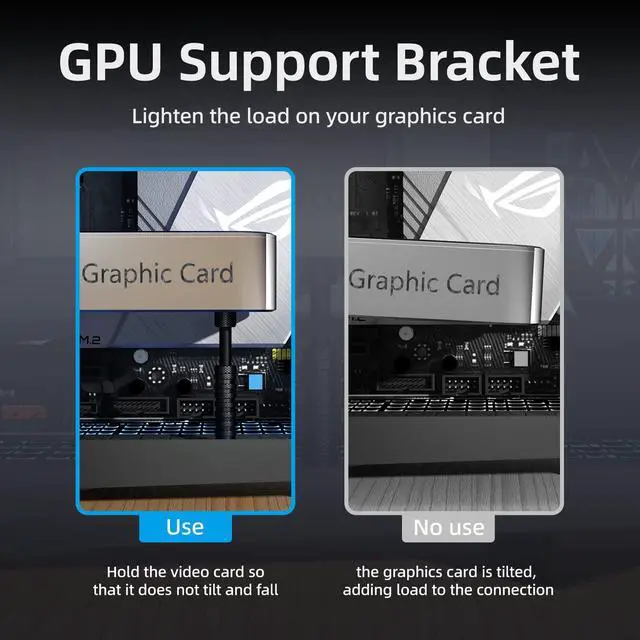 Alt view image 2 of 7 - Ausvrkkit GPU Support Bracket, 2.75-4.52Inch GPU Sag Bracket with Non-Slip Sheet, GPU Holder for Prevent Graphics Card Sag (Black)