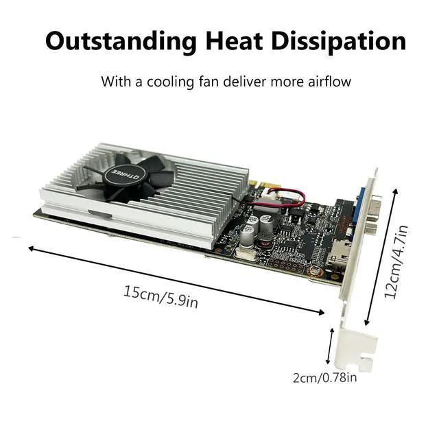 Alt view image 4 of 7 - QTHREE GeForce GT 210 Graphics Card,1024 MB DDR3 64 Bit,HDMI,VGA,Low Profile Video Card for PC,GPU,PCI Express 2.0 x16,SFF,Low Power