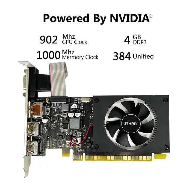 Alt view image 2 of 6 - QTHREE GeForce GT 730 4GB Graphics Card,2X HDMI, DP,VGA,DDR3,64 Bit,Low Profile Video Card for PC,Computer GPU,PCI Express X8,SFF,DirectX 12,Support Winows 11