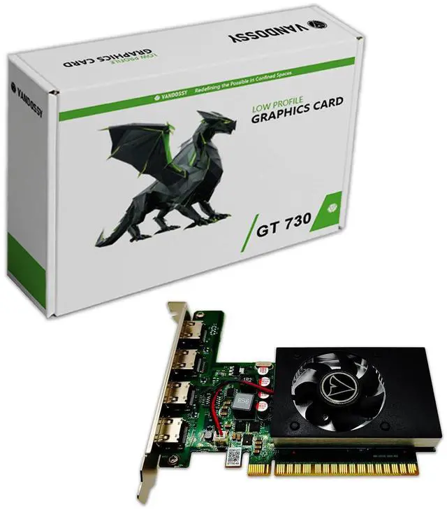 Main image of Vandossy GeForce GT 730 Graphics Card, 4× HDMI 4GB GDDR5 Video Card PCIe 2.0×8 384CUDA Gaming Video Card for for Multi-Monitor Business, HTPC, Home Theater, Silent PC