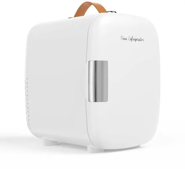 Main image of NEWBULIG Mini Fridge for Bedroom, Office & Car, Portable 4L/4.23QT Mini Refrigerator for Skincare with Handle, Ultra-Quiet Energy-Saving Compact Cooler for Drinks, Food, Skincare & Makeup, 12V AC/DC
